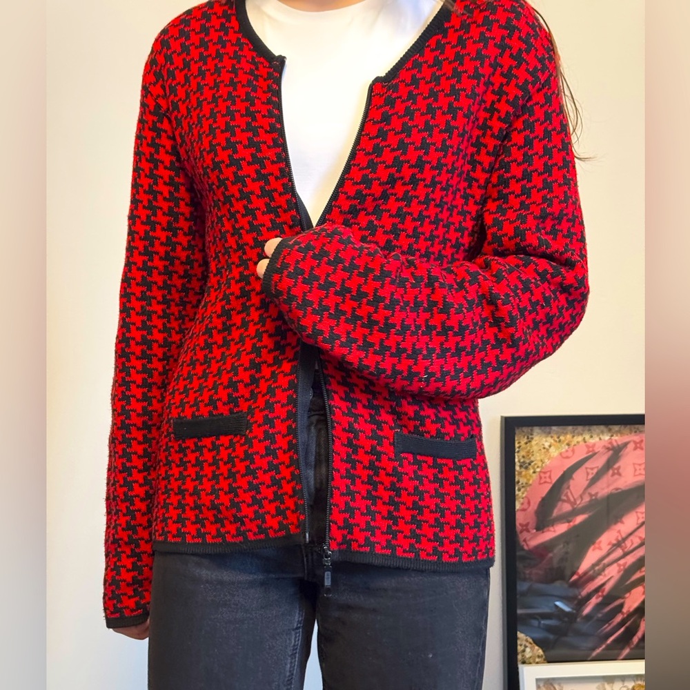 Braemar by Jeremy Scott houndstooth zip cardigan